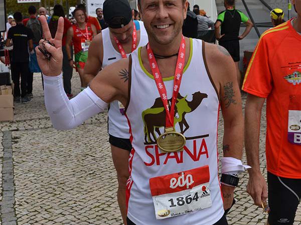 SPANA fundraiser, Thomas Randall, after completing Lisbon Marathon