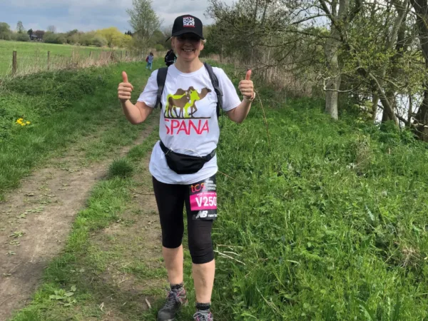 Jo wearing her SPANA tshirt