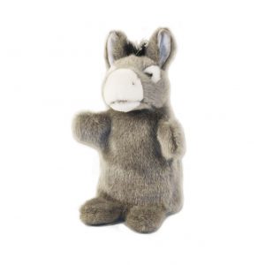A hand puppet that looks like a donkey
