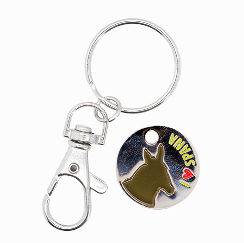 Trolley key ring with donkey and I love SPANA