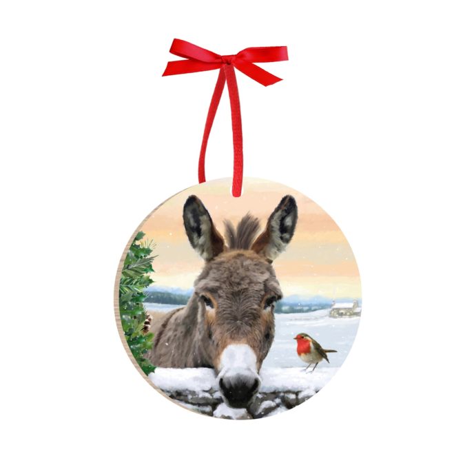 Christmas bauble with illustrated donkey