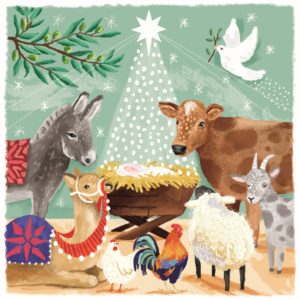 Animals at the manger card