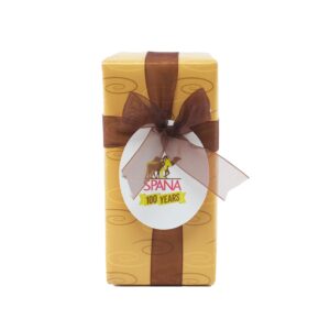 Chocolate box with gold rapping paper and bronze ribbon