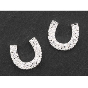 Image of silver plated horseshoe stud earrings