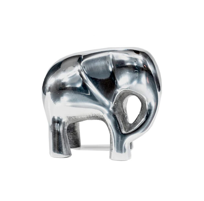 Image of a contemporary silver aluminium elephant ornament