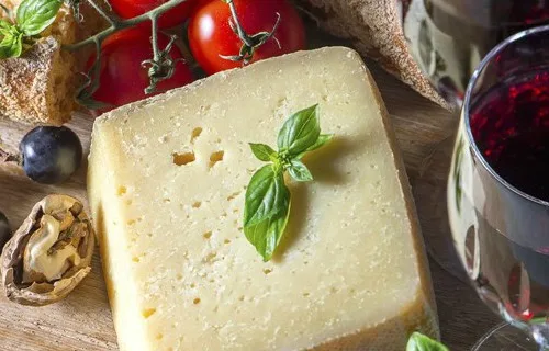 Cheese and wine on the table