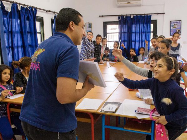 SPANA vet teaching class of children in Morocco