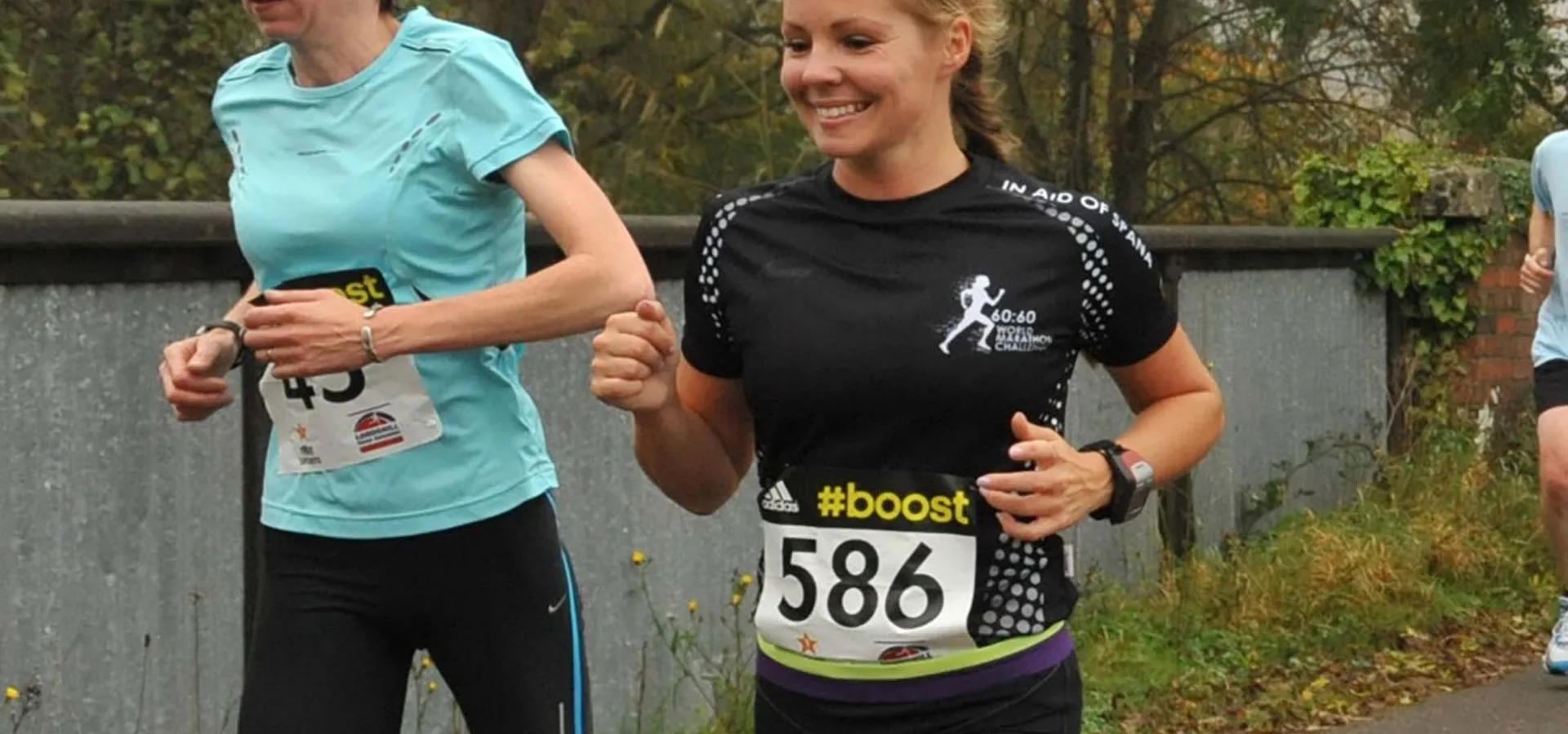Two women running