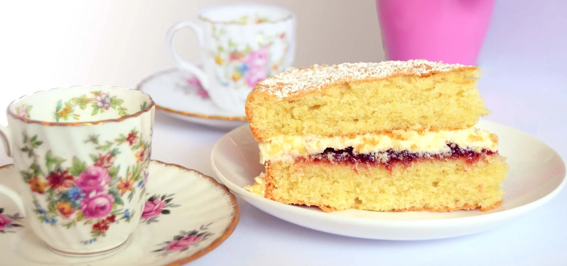 Slice of Victoria sponge cake
