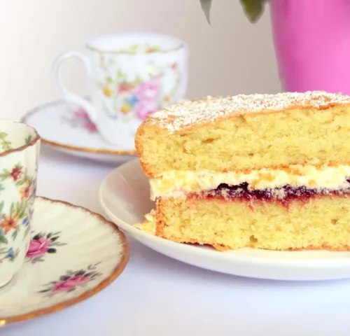 Slice of Victoria sponge cake