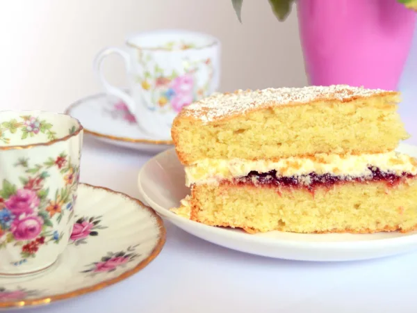 Slice of Victoria sponge cake