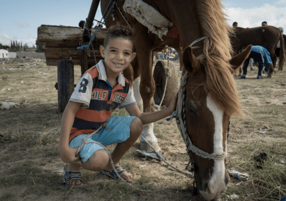 horse with happy child