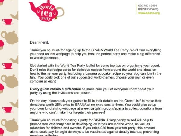 Welcome letter world tea party