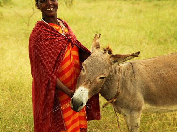 Woman with a donkey in Tanzania