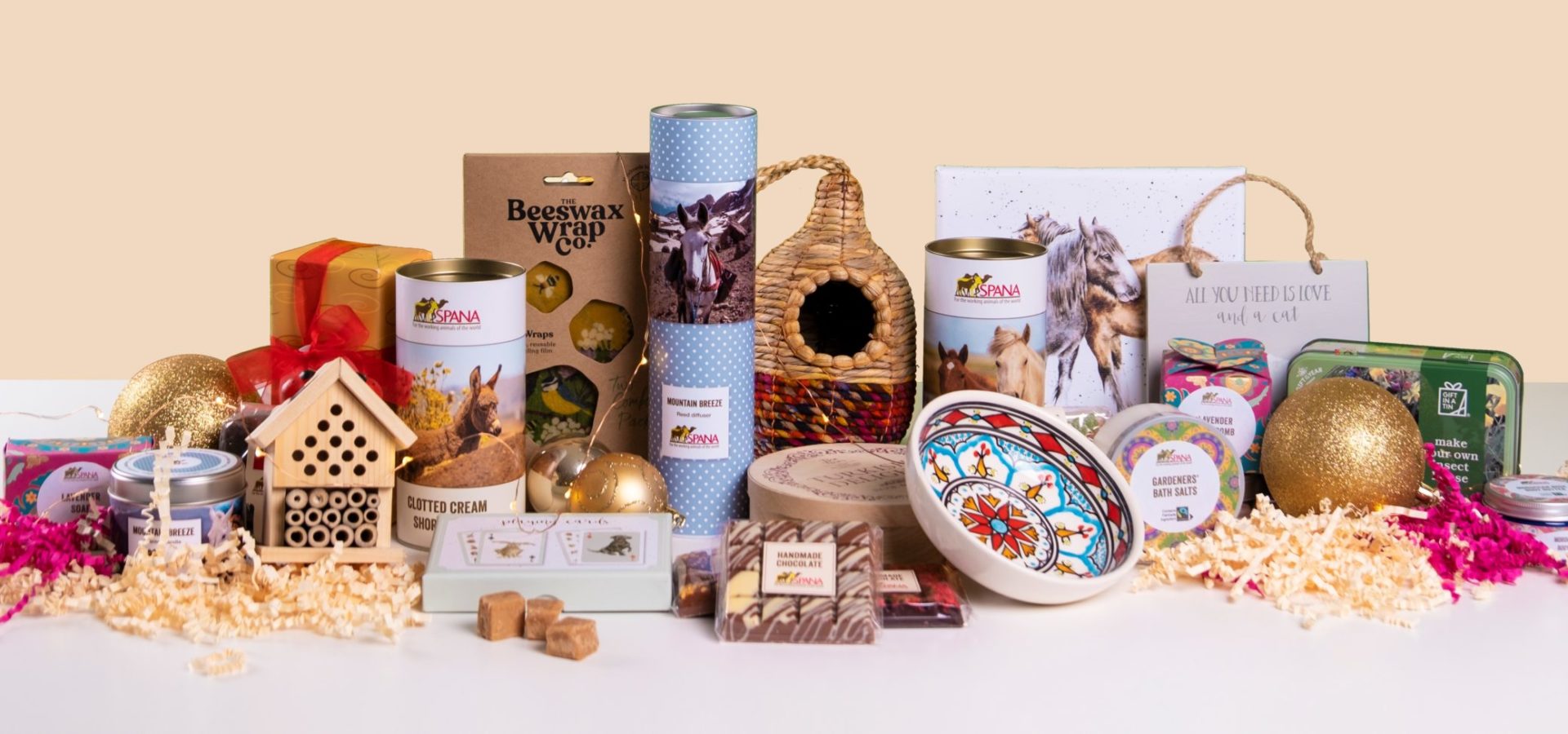 A selection of eco-friendly products from the SPANA charity shop