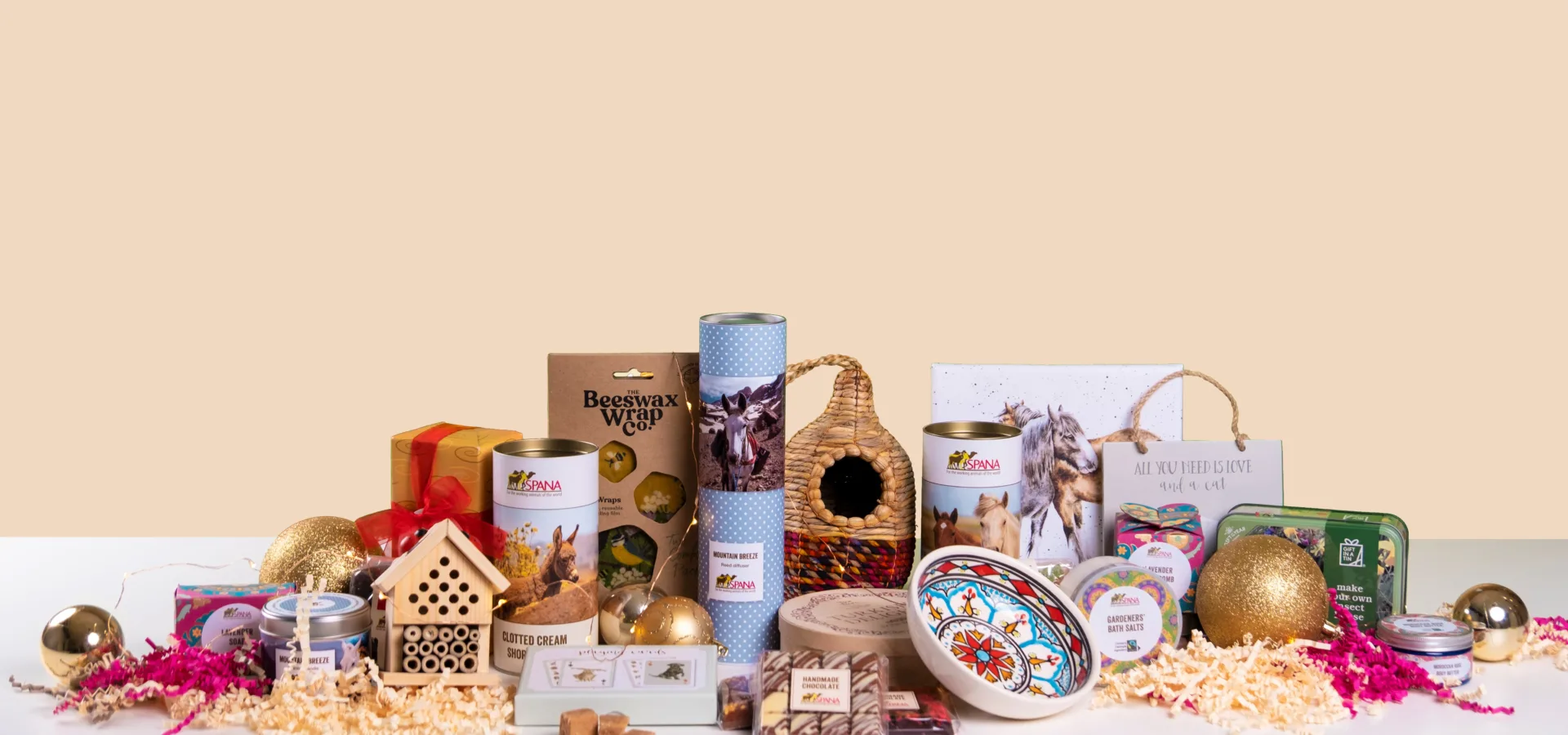 A selection of eco-friendly products from the SPANA charity shop