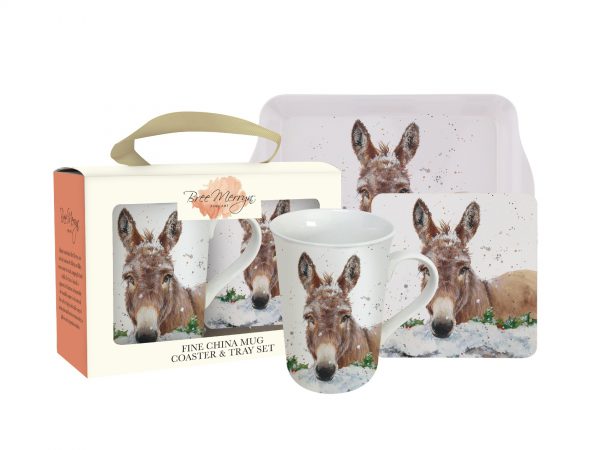 Donkey Teatime Gift Set containing a tray, coaster and mug