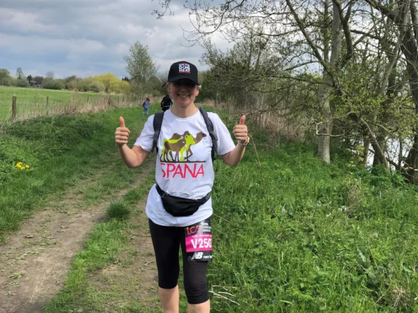 Jo wearing her SPANA tshirt