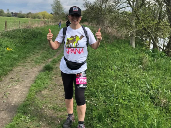 Jo wearing her SPANA tshirt